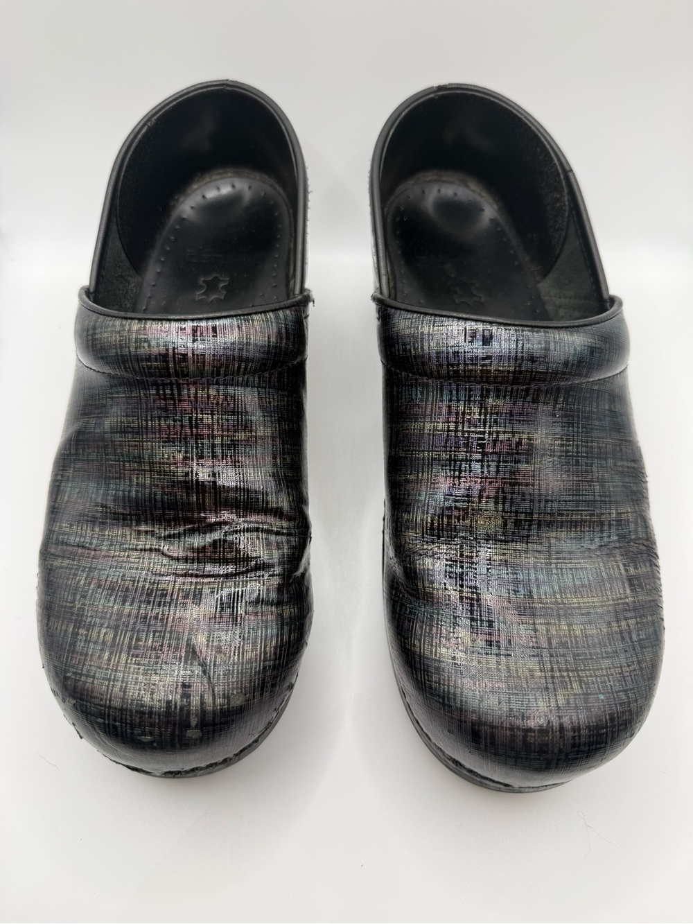 Dansko Women's Iridescent Black Clogs